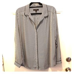 Banana Republic XL black & white striped button up